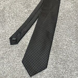Fabio Ferretti Black Tie with brown dots Classic‎ Width Tie 100% silk tie